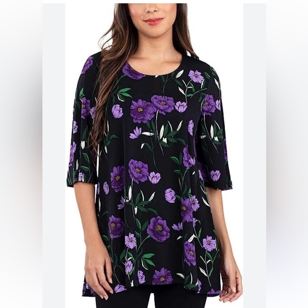 Leota‎ Ladies A-line Purple Tunic Flowing Flutter Sleeves Small